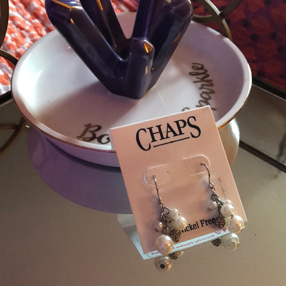 Chaps Pearl &Pave earrings and bracelet set-NEW